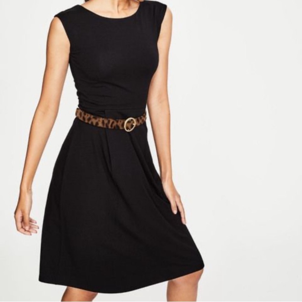 Boden Marina Black Jersey Midi Dress size 8 Swing Soft Stretch